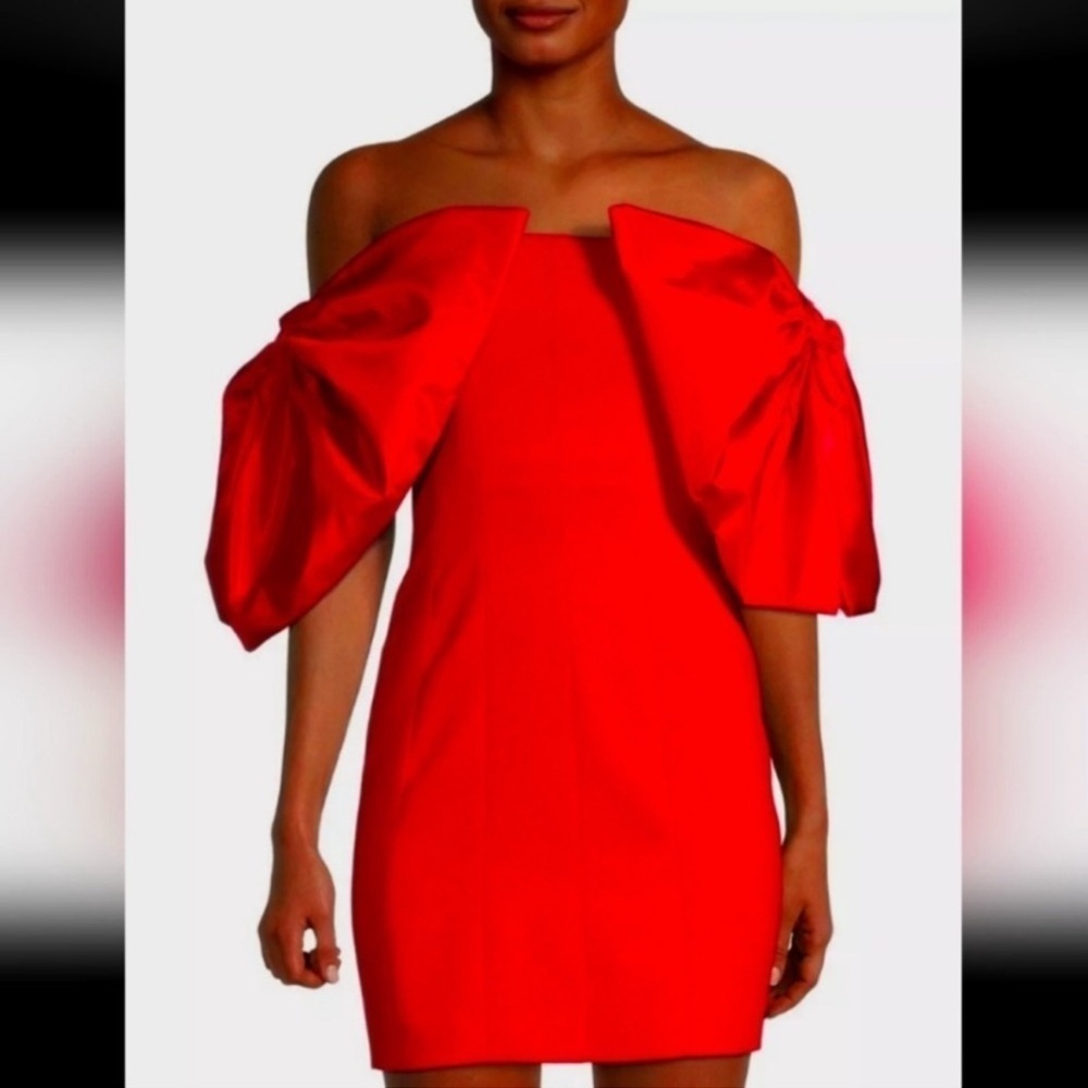 NWT TOCCIN NY Double Bow Sleeve, Off the Shoulder Holiday Mini Size 4